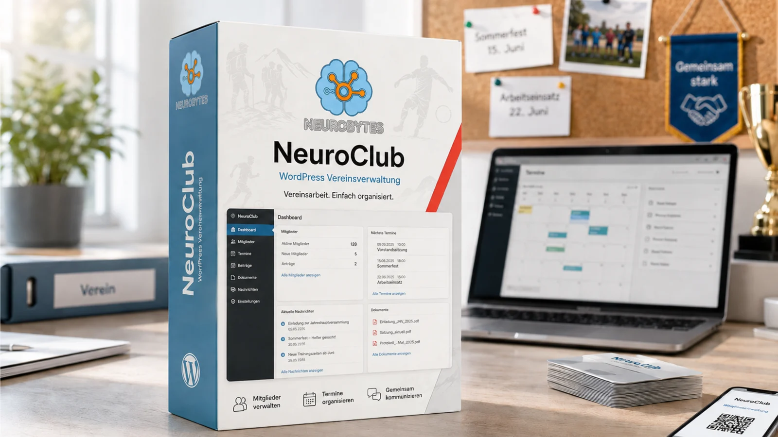NeuroClub Vereinsverwaltung als hochwertiges WordPress-Produktbild